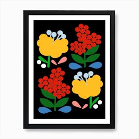 Juicy Yellow And Red Flowers Art Print