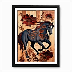 Denim Wood Horse Art Print