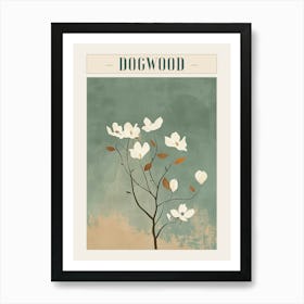 Dogwood Tree Minimal Japandi Illustration 3 Poster Art Print