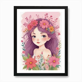 Girl With Flowers 6 Art Print