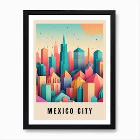Mexico City Travel Poster Low Poly (7) Art Print