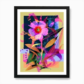 Phlox 3 Neon Flower Collage Art Print