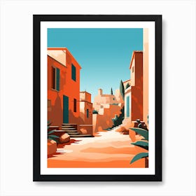 Abstract Illustration Of Spiaggia Di Tuerredda Sardinia Italy Orange Hues 4 Art Print