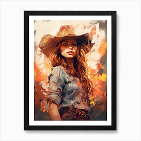 Cowgirl Impressionism Style 1 Art Print