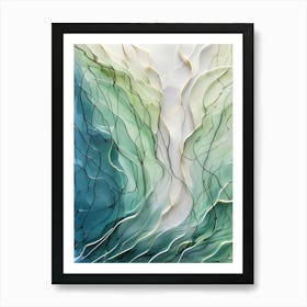 Acrylic Line Nature Art With Green Art Print