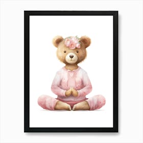 Yoga Teddy Bear Painting Watercolour 2 Art Print