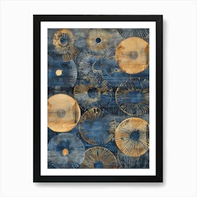 Blue And Gold Circles 5 Art Print