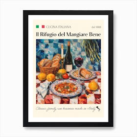 Il Rifugio Del Mangiare Bene Trattoria Italian Poster Food Kitchen Art Print