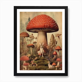 Mushroom And Bunny 1 Art Print