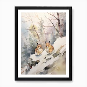 Winter Watercolour Pika 6 Art Print