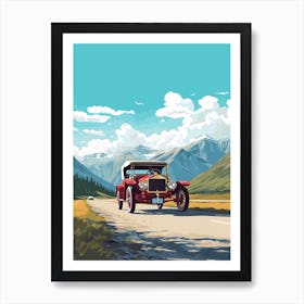 A Ford Model T Car In Icefields Parkway Flat Illustration 4 Art Print