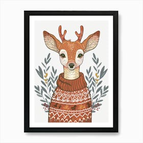 Deer In Sweater Art Print