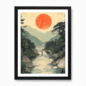 Sun Rising Over A River Art Print