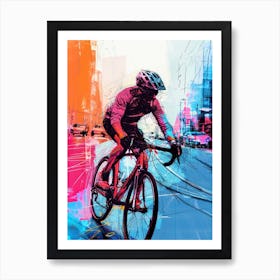 Cyclist In The City sport Art Print