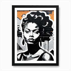 Vintage Graffiti Mural Of Beautiful Black Woman 17 Art Print