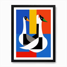 Swans Abstract Pop Art 2 Art Print