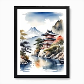 Japanese Landscape Watercolor Painting (39) 1 Art Print