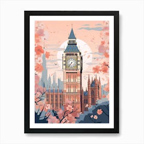 Big Ben, London   Cute Botanical Illustration Travel 4 Art Print