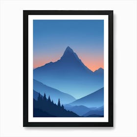 Misty Mountains Vertical Composition In Blue Tone 11 Art Print