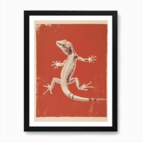 Coral Gecko Blockprint 2 Art Print