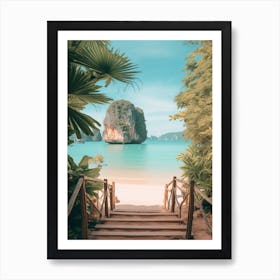 Railay Beach Krabi Thailand Turquoise And Pink Tones 1 Art Print