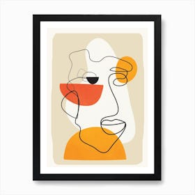 Abstract Face Line Design 01 Art Print