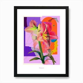 Amaryllis 6 Neon Flower Collage Poster Art Print