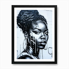 Graffiti Mural Of Beautiful Black Woman 32 Art Print