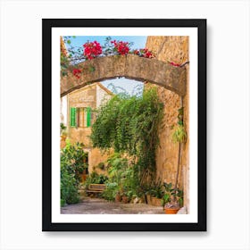 Mediterranean patio at beautiful spain village Valldemossa on Mallorca island, Spain Art Print