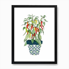 Chilli Growing Pot Plant Art Print