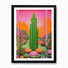 Mexican Style Cactus Illustration Organ Pipe Cactus 1 Poster