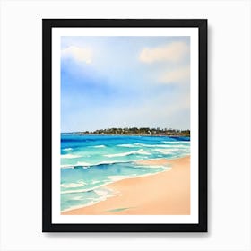 Mooloolaba Beach, Australia Watercolour Art Print