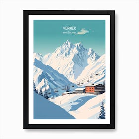 Poster Of Verbier   Switzerland, Ski Resort Illustration 0 Art Print