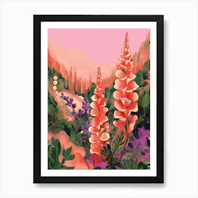 Boho Wildflower Painting Foxglove 1 Art Print