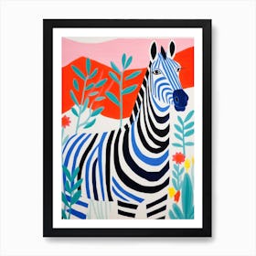 Colourful Kids Animal Art Zebra 7 Art Print