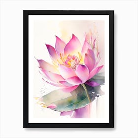 Pink Lotus Storybook Watercolour 4 Art Print