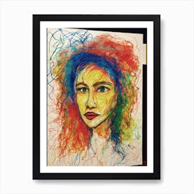 Portrait Of A Woman With Colorful Hair Art Print