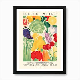 Borough Market Vintage Poster Kitchen Fruits And Veggies Art Print