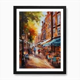 city of Amsterdam,Netherlands, streets, cafes, passing by, the beauty of summer, oil colors.. Art Print