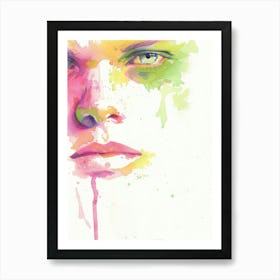 Watercolor Of A Woman'S Face Art Print