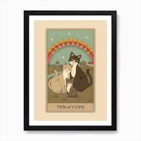 Ten Of Cups   Cats Tarot Art Print
