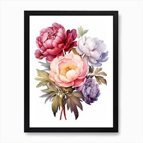 A Bouquet Full Of Colorful Peony Art Print