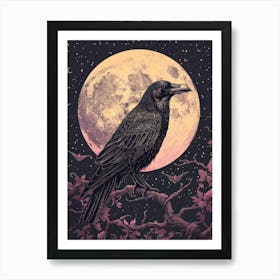 Raven In The Moonlight Art Print