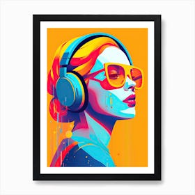 Girl With Headphones Pop Art 1 Art Print