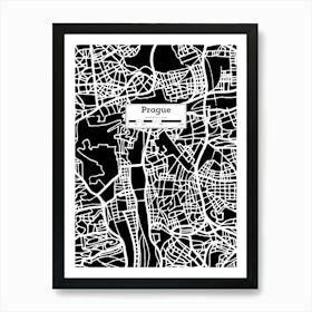 Prague City Map — Hand-drawn map, vector black map Poster