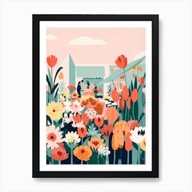 Flower Market Scen | Minimalistic Art Print Art Print