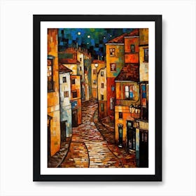 Painting Of San Francisco With A Cat In The Style Of Gustav Klimt 3 Art Print