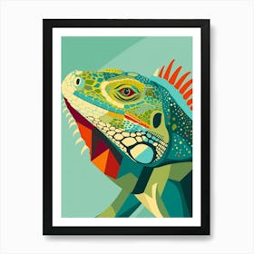 Turquoise Jamaican Iguana Abstract Modern Illustration 2 Art Print