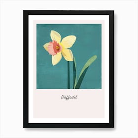 Daffodil 1 Square Flower Illustration Poster Art Print