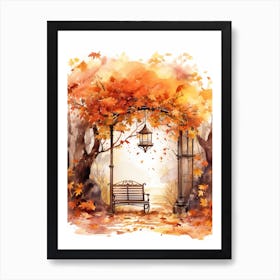 Cute Autumn Fall Scene 10 Art Print